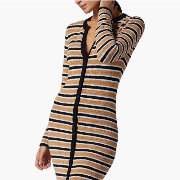 Joie Omer Stripe Long Sleeve Midi Sweater Dress Size M - Picture 1 of 10